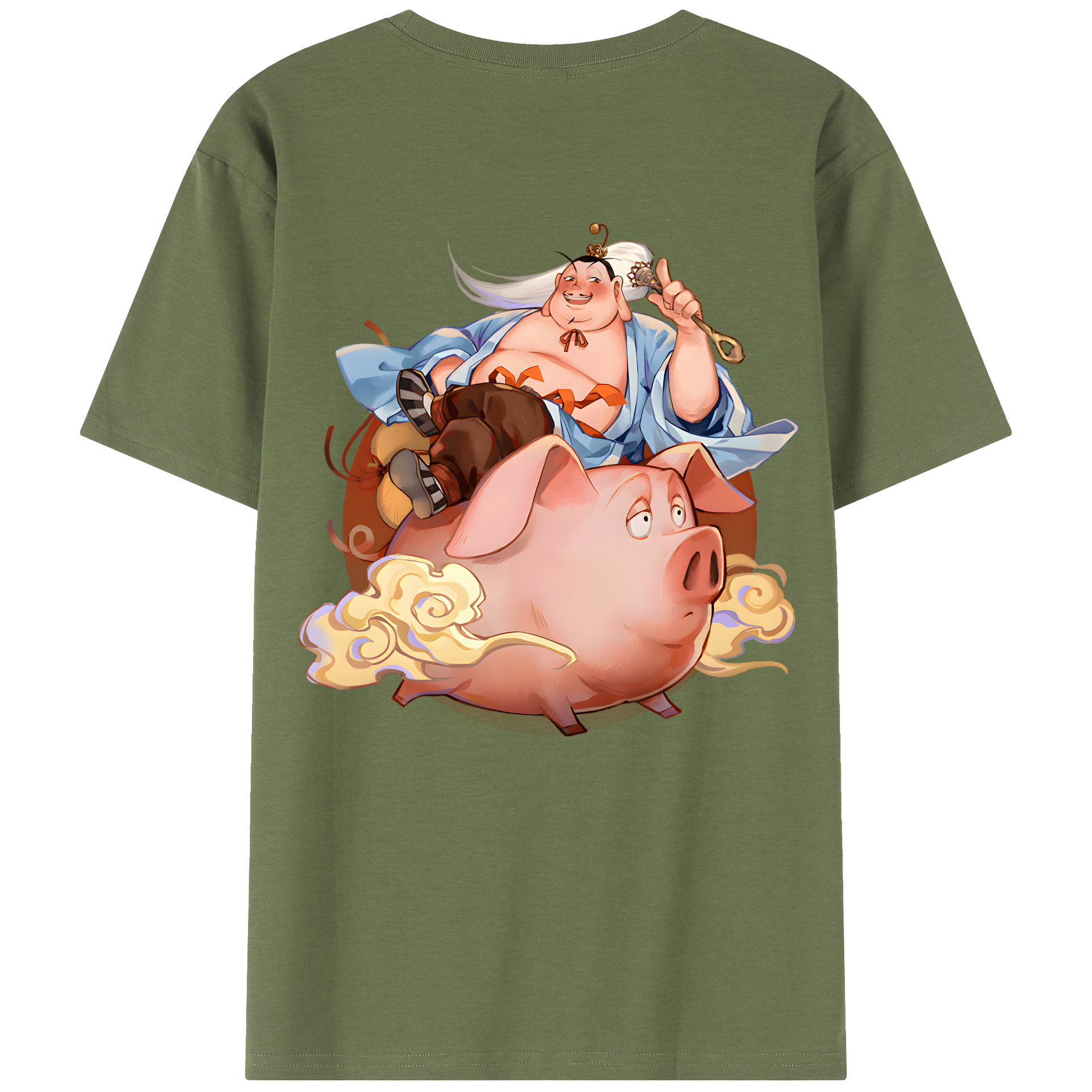（画像用） Ne Zha 2 ナタ 魔童の大暴れ 綿100％半袖Tシャツ（背面プリント）